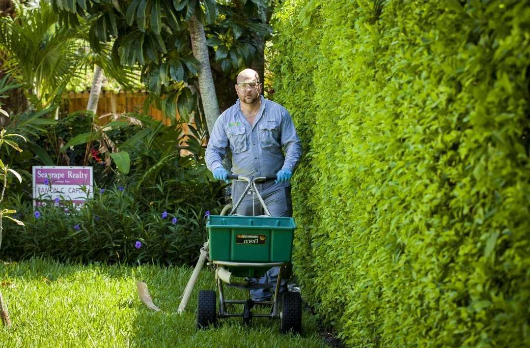 man performing lawn care west palm beach 